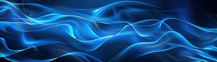 Obraz premium Abstract blue wave lines, smooth dynamic pattern for backgrounds or design elements, creating a sense of motion and fluidity.