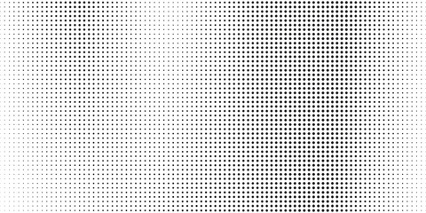 Dotted gradient vector illustration, white and black halftone background, horizontal seamless dotted lines, monochrome dots texture backdrop, retro effect. modern