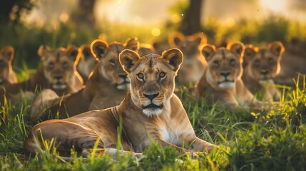 Obraz premium Pride of Lions in the Golden Hour