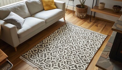 Handmade wool rug with elegant patterns, adding warmth and style to any living space