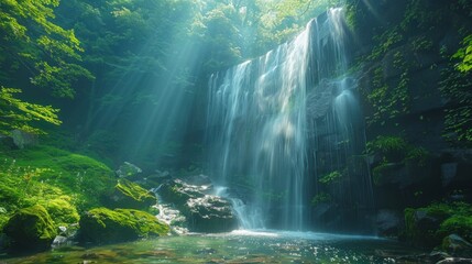 Waterfall in Lush Forest
