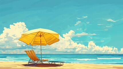 Beach Relaxation with a Yellow Umbrella