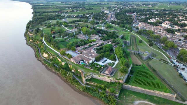 Aerial view of the citadel of Blaye, located in Gironde in the south west of France. Built by Vauban.