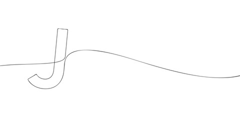 A single line drawing of a letter j. Continuous line alphabet symbol icon. One line icon. Vector illustration.