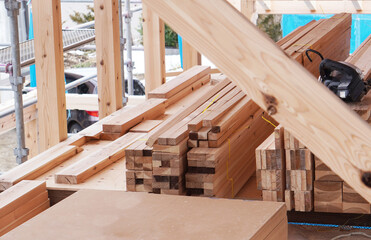 Lumber Stacked at New House Construction...