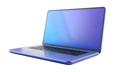 Purple-blue laptop illustration isolated on transparent background - Generative AI