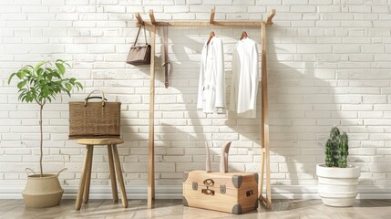 Minimalist Interior Design with White Brick Wall