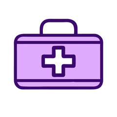 Obraz premium Minimalist Mental Healthcare Professional Icon, Purple and White, First Aid Kit