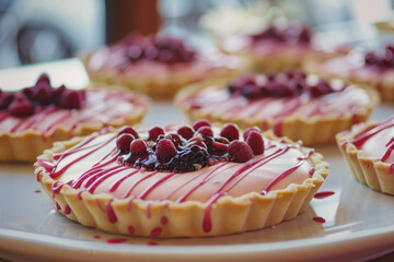 Pale tones and detailed stripes on a tart sketch tell a story of a sugary adventure