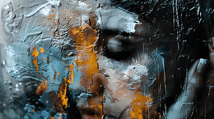 Abstracts portraits showing different human emotions and mental health issues