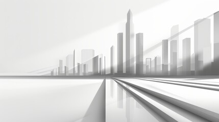 Obraz premium Concept art sketch of a futuristic cityscape, with towering buildings and advanced technology, rendered in monochromatic tones