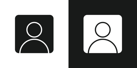 Profile user square icon on black and white vector