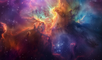 虹色の夜空と雲の景色