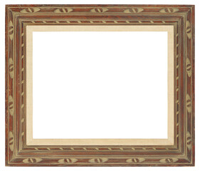 Wooden frame with patterns in a modern style on a transparent background, in PNG format.