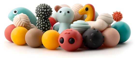 Obraz premium Teethers: A collection of teething toys, made from silicone or rubber, 