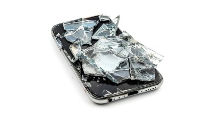 Broken Glass Smartphone Isolated on White Background