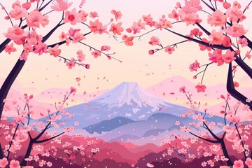 pattern flat design front view sakura theme animation vivid