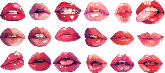 glossy lips watercolor clipart