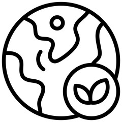Green Earth Icon. Earth Awareness Icon