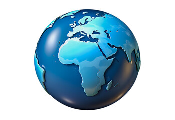 Blue globe illustration isolated on transparent background - Generative AI