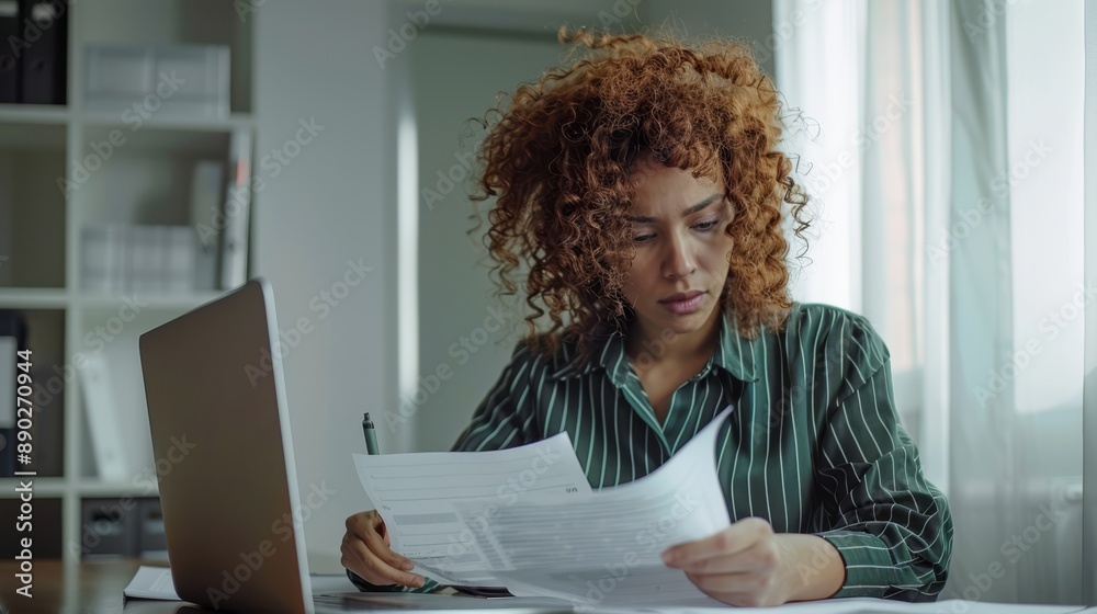 Sticker the woman with documents