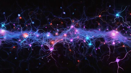 Abstract representation of a neural network with illuminated connections