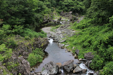 三波石峡の穏やかな流れ