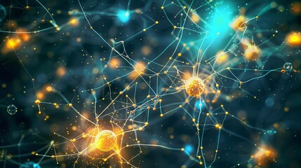 Abstract illustration of a connected network with glowing nodes