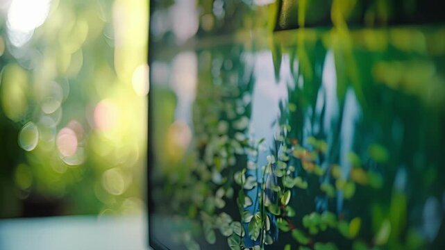 A wall mounted flatscreen television playing a nature documentary.