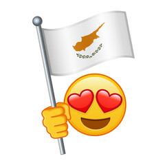 Emoji with Cyprus flag Large size of yellow emoji smile