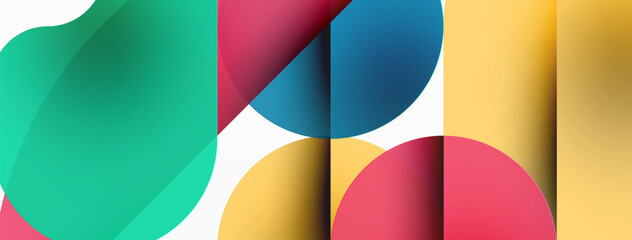 Obraz premium Minimal round shapes geometric abstract background. Circle design. Trendy techno business template for wallpaper, banner, background or landing