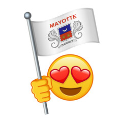 Emoji with Mayotte flag Large size of yellow emoji smile