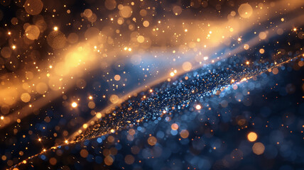 Congratulatory holiday background with gold and blue droplets and glitter