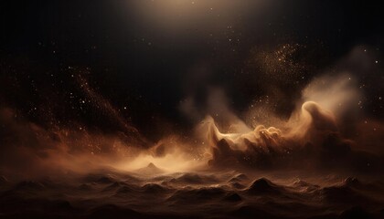 Fototapeta premium Dust storm images, dust storm on black isolated background, dust storm background. 