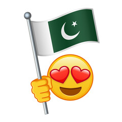 Emoji with Pakistan flag Large size of yellow emoji smile