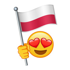 Emoji with Poland flag Large size of yellow emoji smile
