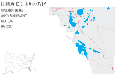 Large and detailed map of Osceola County in Florida, USA.