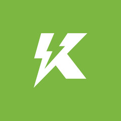 Letter K logo Flash Thunder Voltage vector template