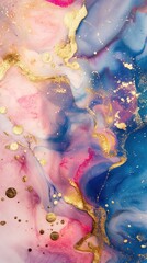 Fototapeta premium Ethereal Creature with Gold Veins and Marble Swirls