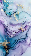 Fototapeta premium Whimsical Creature in Marble and Gold: Pastel Dreamscape with Fluid Lines