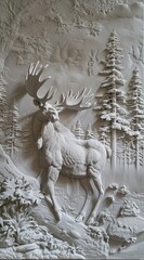 3d moose Wallpaper Background golden art for digital printing wallpaper, mural, custom design wallpaper. AI generated illustration