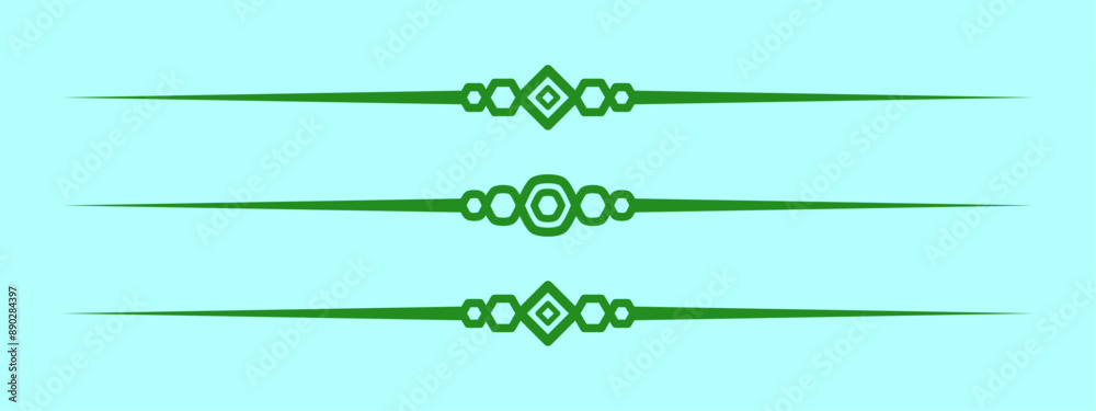 Poster divider line green vector isolated for border of text paragraph. separator art horizontal shape to separate graphic ornament of illustration. simple element design of minimal frame for certificate