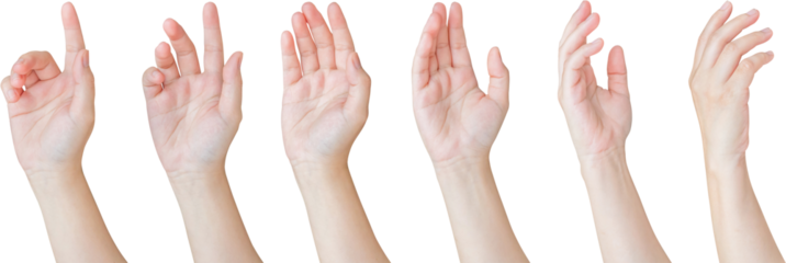 Woman hand gesture set isolated on white background