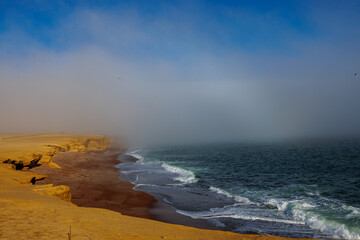 Red Sand Beaches and Cliffs at Dusk