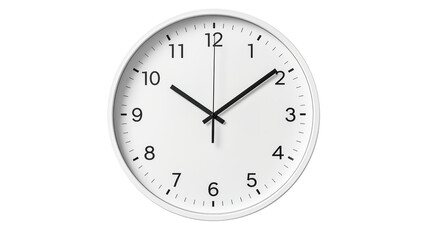 Round wall quartz clock isolated on a transparent background, png	