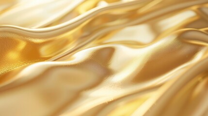Smooth golden fabric texture. Luxurious and elegant, this golden fabric displays soft folds and a smooth, satiny texture. Perfect for backgrounds or design elements.
