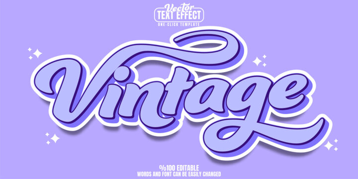 Vintage editable text effect, customizable 90s and retro 3d font style