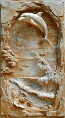 3d dolphin Wallpaper Background golden art for digital printing wallpaper, mural, custom design wallpaper. AI generated illustration