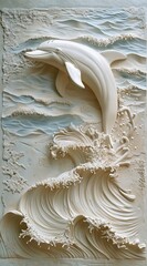 3d dolphin Wallpaper Background golden art for digital printing wallpaper, mural, custom design wallpaper. AI generated illustration