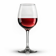 Glass of red wine over white background.